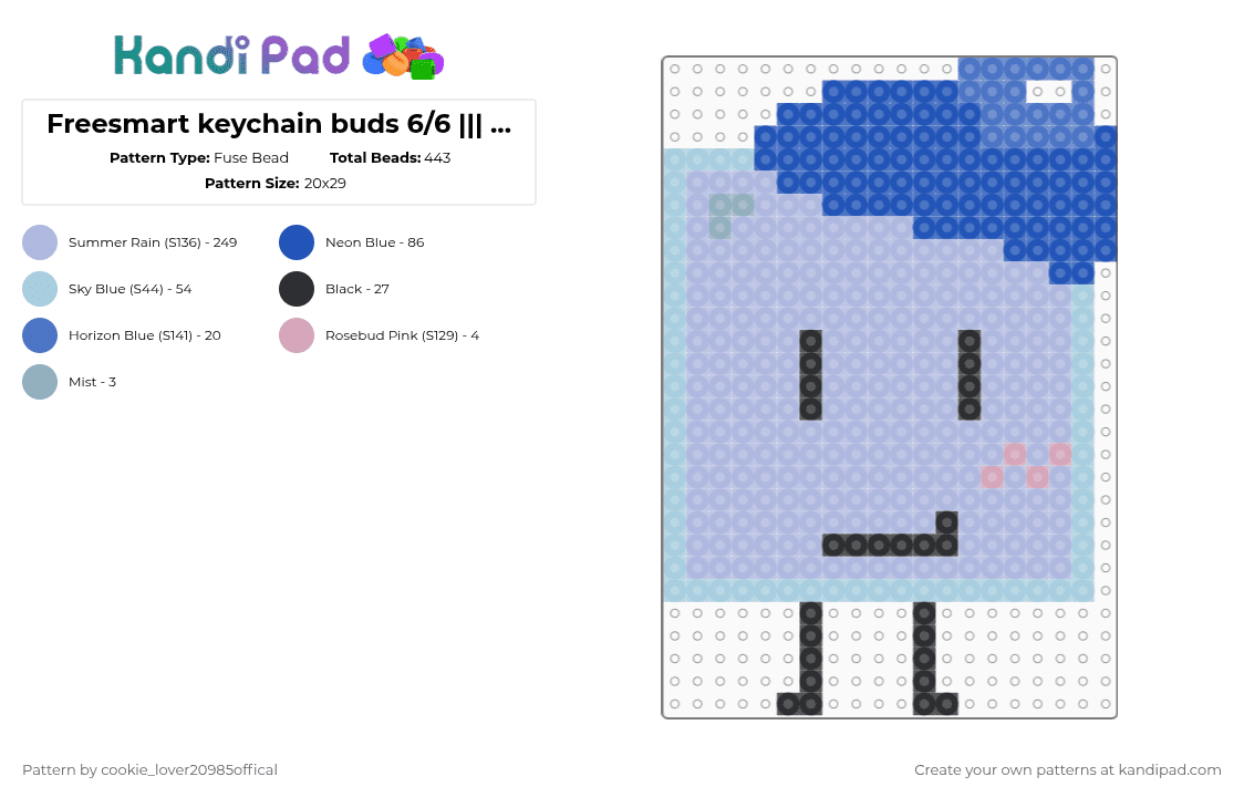 Freesmart keychain buds 6/6 ||| Ice cube - Fuse Bead Pattern by cookie_lover20985offical on Kandi Pad - pink,osc,objectshows,bfdi