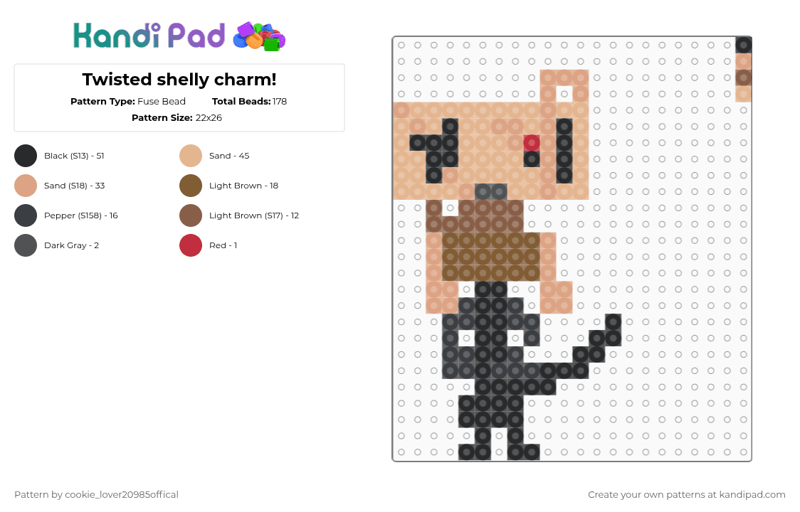 Twisted shelly charm! - Fuse Bead Pattern by cookie_lover20985offical on Kandi Pad - tan,beige,dandysworld,shelly