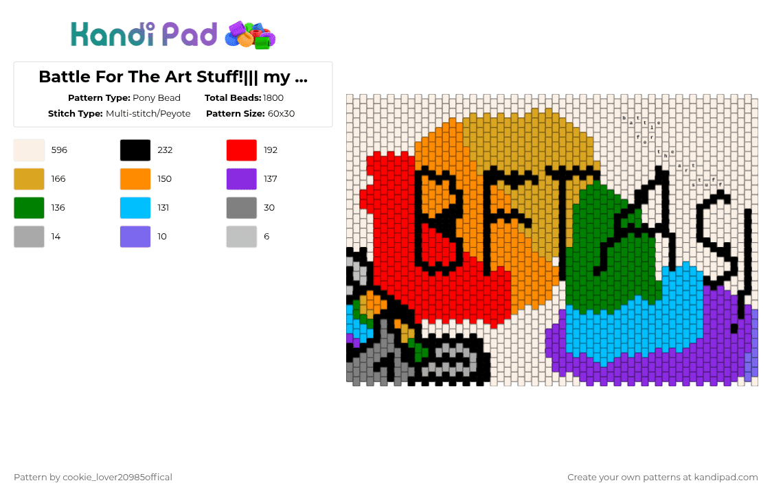 Battle For The Art Stuff!||| my object show - Pony Bead Pattern by cookie_lover20985offical on Kandi Pad - white,green,purple,red,colorful,osc,objectshows