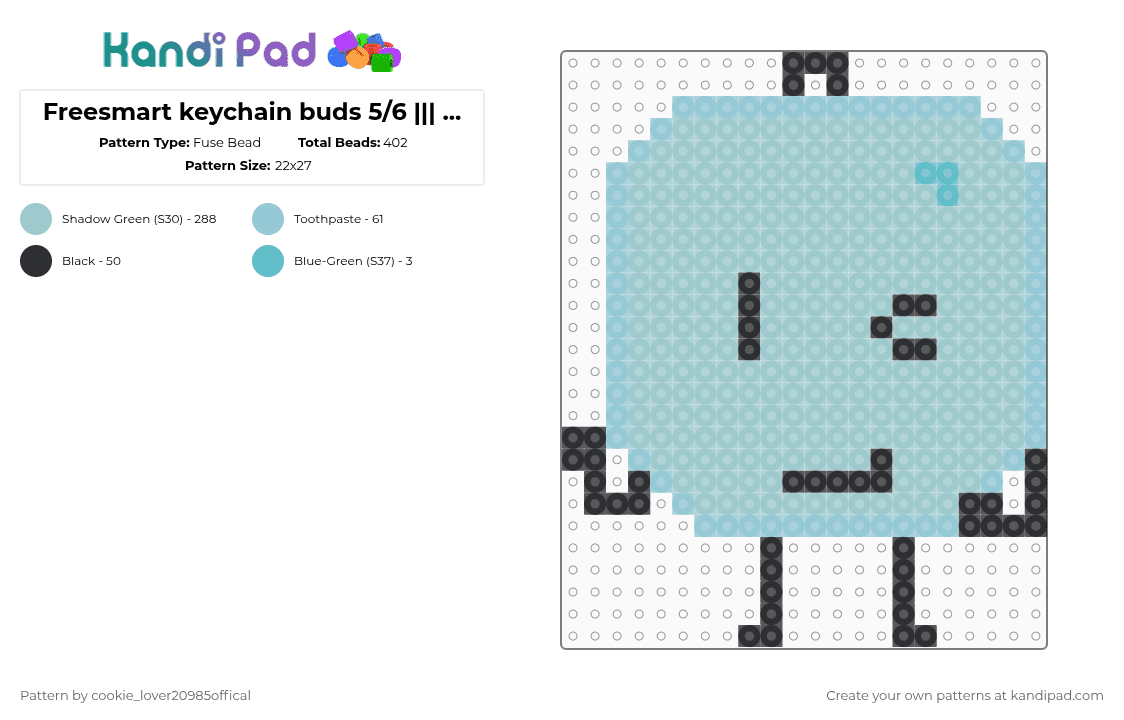 Freesmart keychain buds 5/6 ||| Bubble! - Fuse Bead Pattern by cookie_lover20985offical on Kandi Pad - light blue,osc,bfdi,objectshows