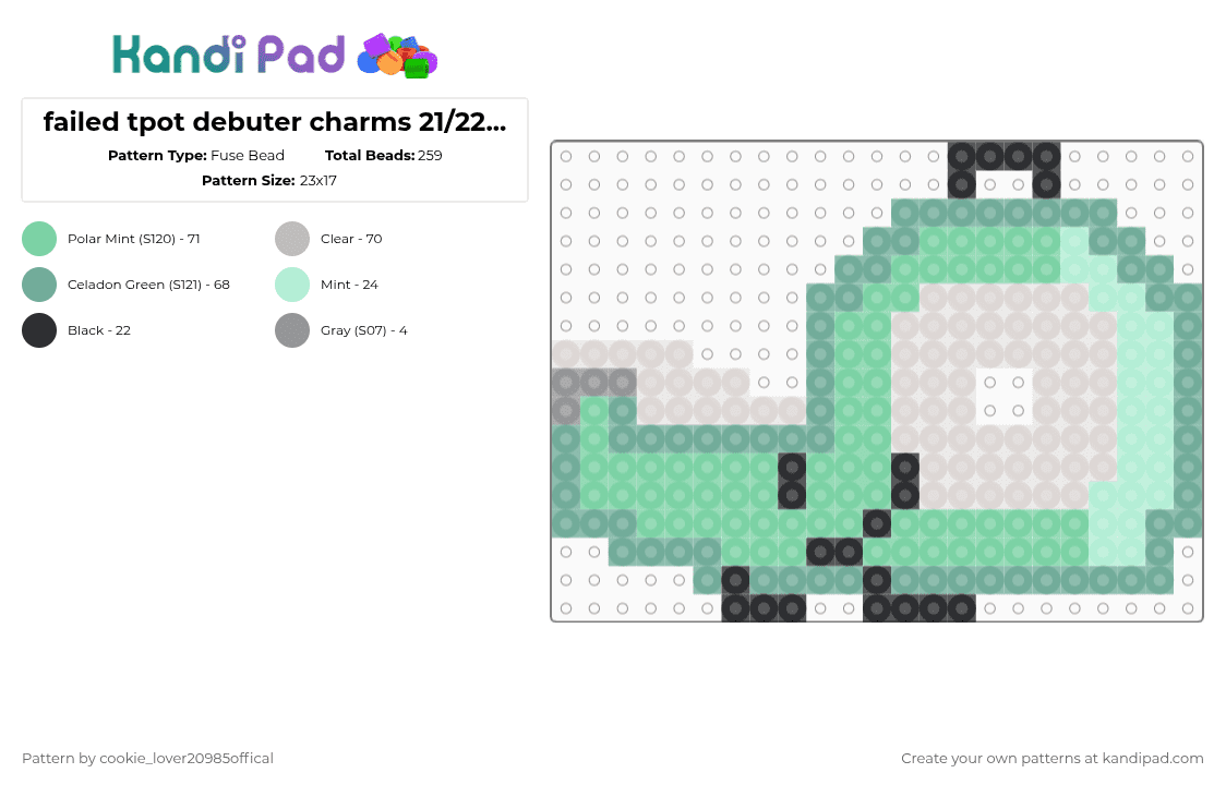 failed tpot debuter charms 21/22||| Tape - Fuse Bead Pattern by cookie_lover20985offical on Kandi Pad - teal,beige,tpot,osc,objectshows