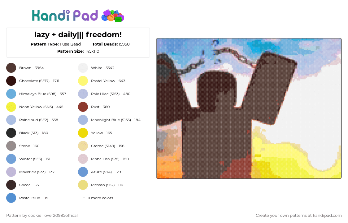 lazy + daily||| freedom! - Fuse Bead Pattern by cookie_lover20985offical on Kandi Pad - cotdfreedom