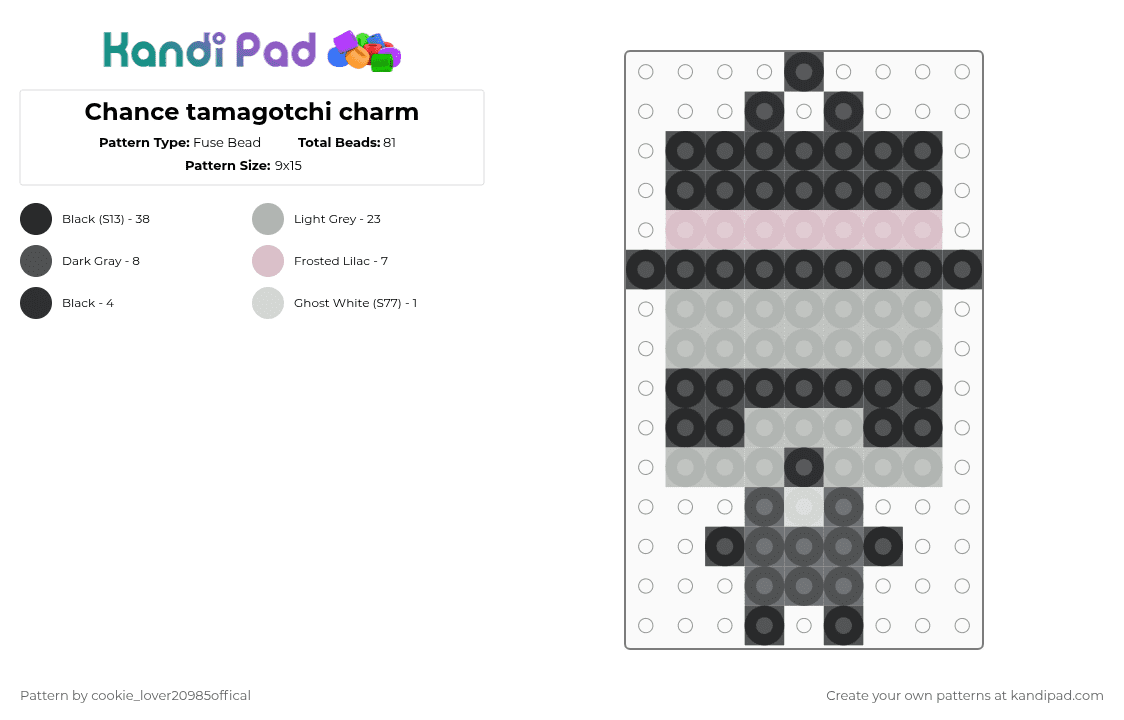 Chance tamagotchi charm - Fuse Bead Pattern by cookie_lover20985offical on Kandi Pad - beige,cotdchance,forsaken