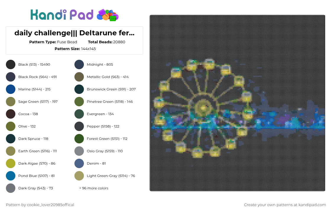 daily challenge||| Deltarune ferris wheel thing - Fuse Bead Pattern by cookie_lover20985offical on Kandi Pad - cotdferriswheels,deltarune