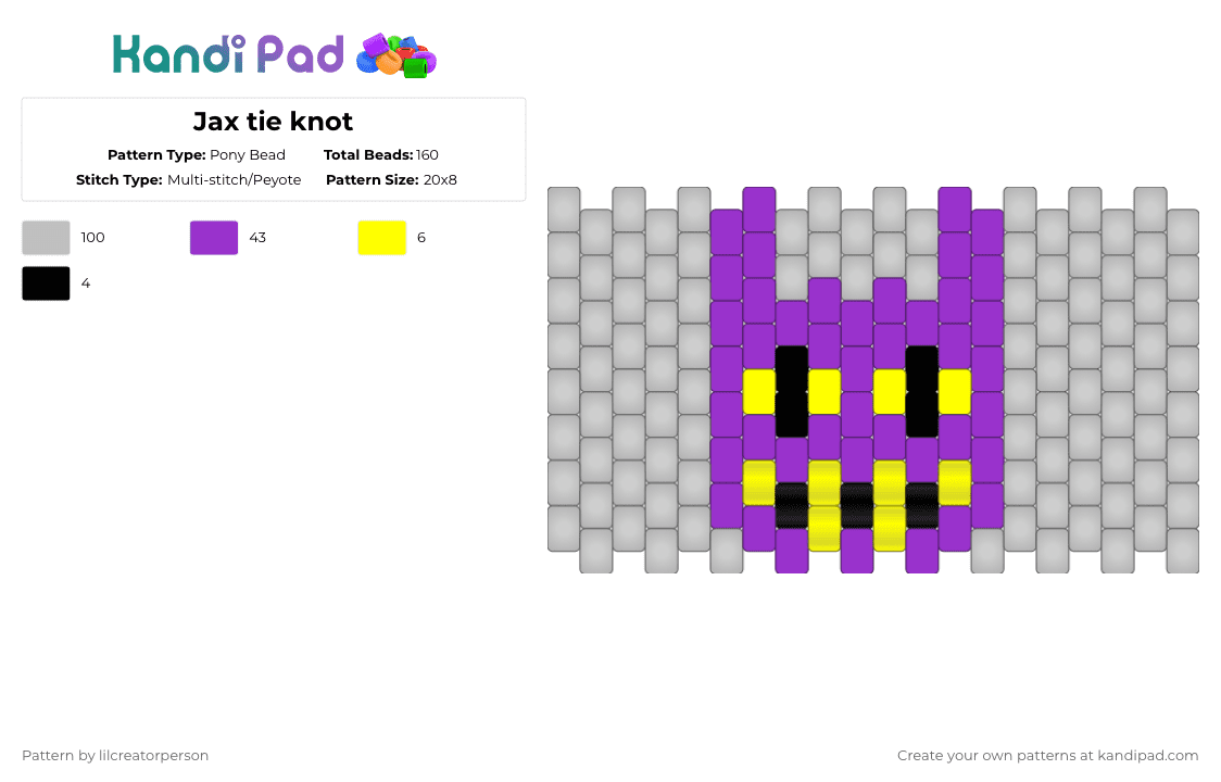 Jax tie knot - Pony Bead Pattern by lilcreatorperson on Kandi Pad - beige,jax,tadc,tie