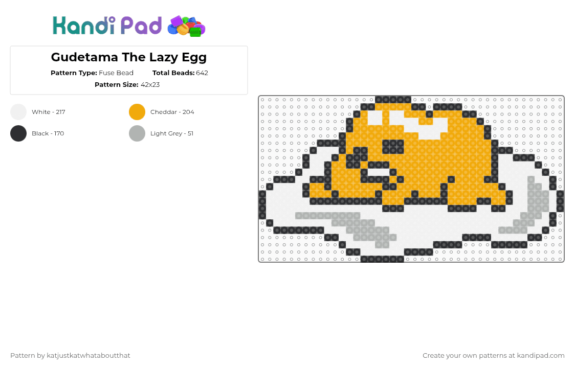 Gudetama The Lazy Egg - Fuse Bead Pattern by katjustkatwhataboutthat on Kandi Pad - orange,sanrio,cute