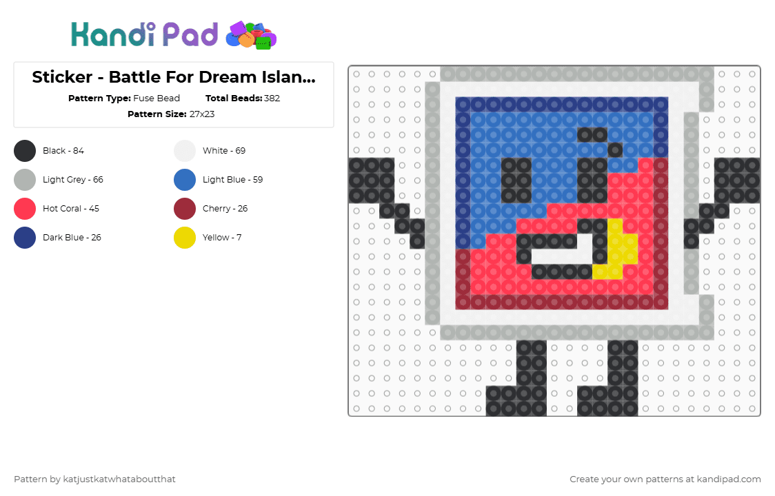 Sticker - Battle For Dream Island Elsewhere - Fuse Bead Pattern by katjustkatwhataboutthat on Kandi Pad - beige,red,blue