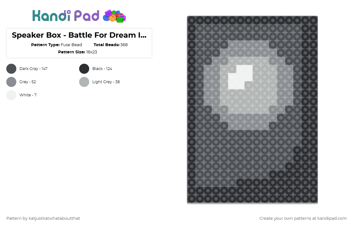 Speaker Box - Battle For Dream Island - Fuse Bead Pattern by katjustkatwhataboutthat on Kandi Pad - gray