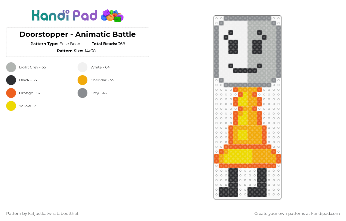 Doorstopper - Animatic Battle - Fuse Bead Pattern by katjustkatwhataboutthat on Kandi Pad - orange,beige,animatic battle,osc,object show