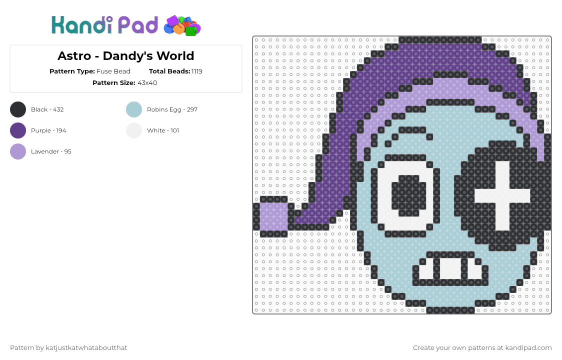 Astro - Dandy\'s World - Fuse Bead Pattern by katjustkatwhataboutthat on Kandi Pad - light blue,purple