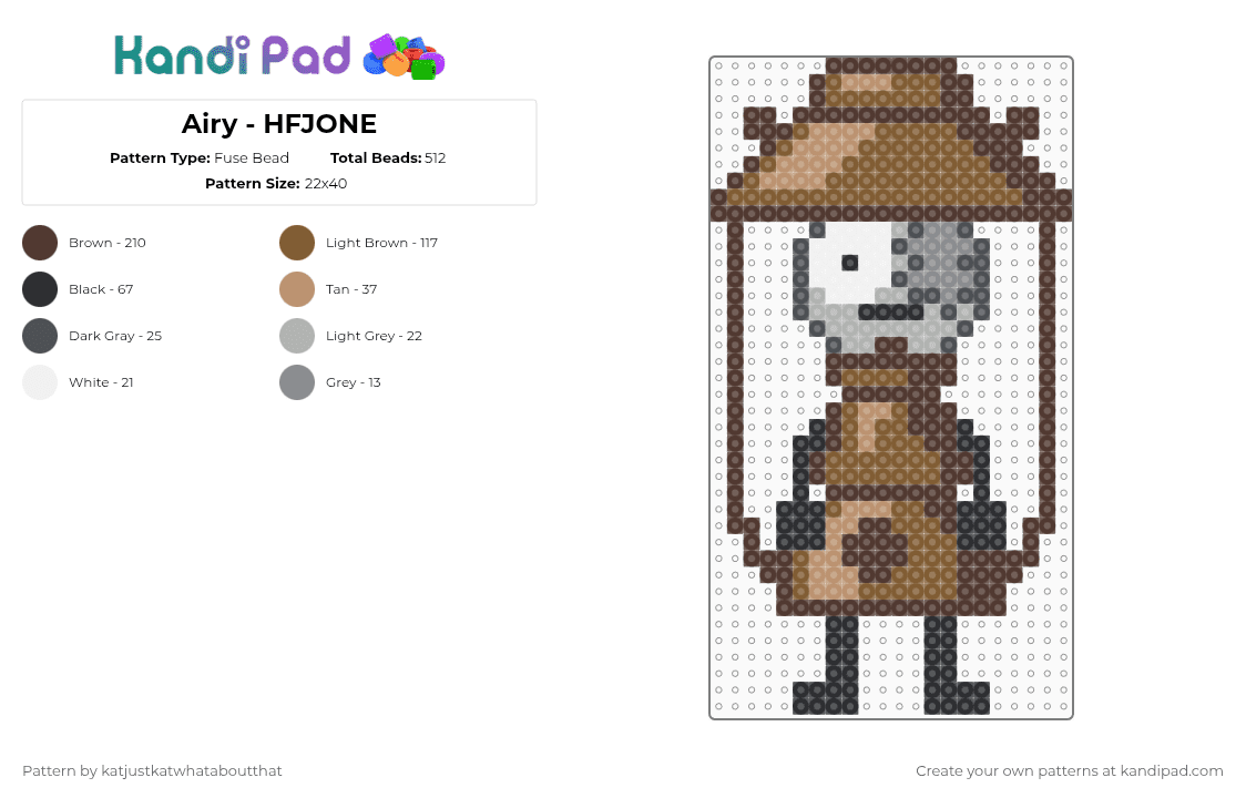 Airy - HFJONE - Fuse Bead Pattern by katjustkatwhataboutthat on Kandi Pad - brown,tan