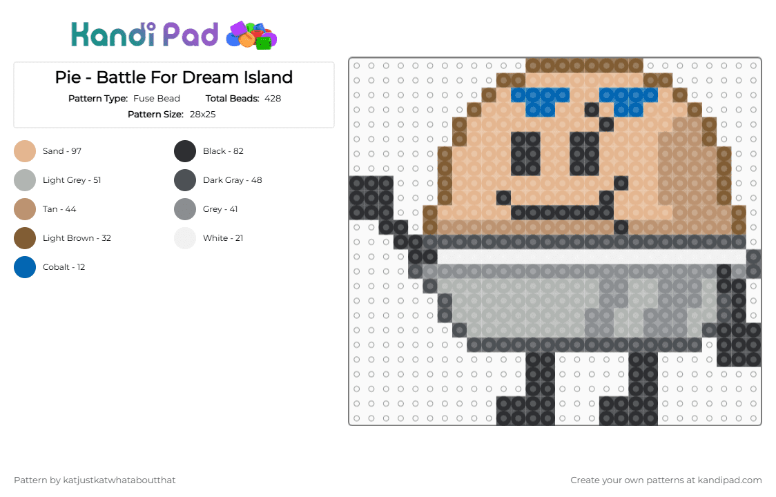Pie - Battle For Dream Island - Fuse Bead Pattern by katjustkatwhataboutthat on Kandi Pad - gray,beige