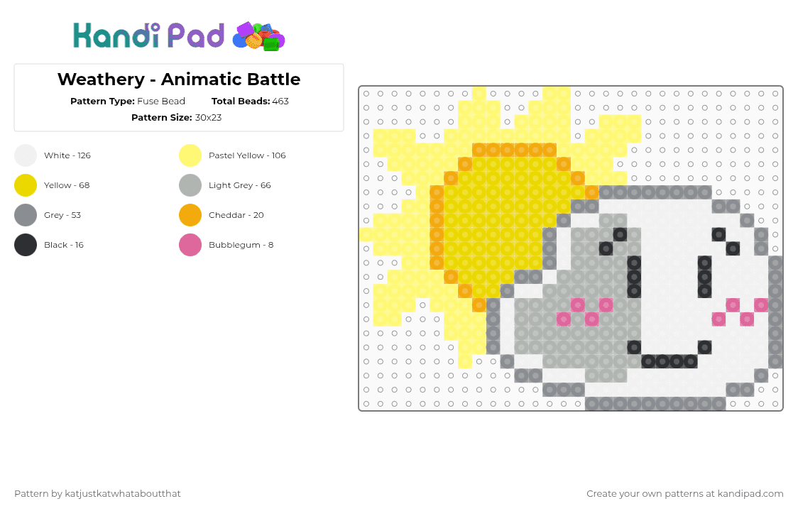 Weathery - Animatic Battle - Fuse Bead Pattern by katjustkatwhataboutthat on Kandi Pad - beige,yellow,animatic battle,osc,object show