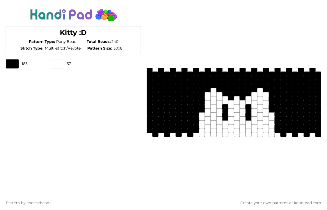 Kitty :D - Pony Bead Pattern by cheesebeads on Kandi Pad - black