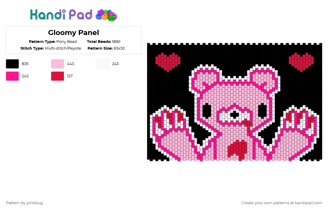 Gloomy Panel - Pony Bead Pattern by pinkbug on Kandi Pad - pink,gloomy bear