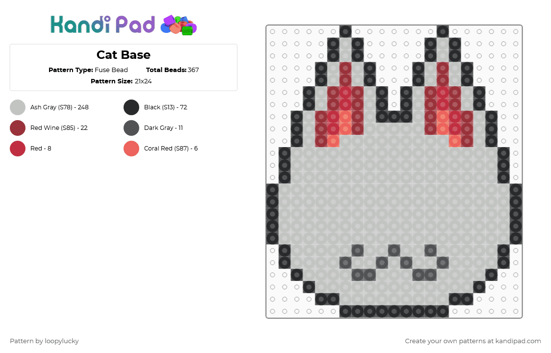 Cat Base - Fuse Bead Pattern by loopylucky on Kandi Pad - beige,animal crossing,cat