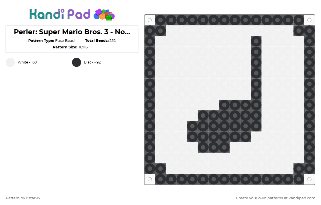 Perler: Super Mario Bros. 3 - Note Block (Page 5) - Fuse Bead Pattern by ristar95 on Kandi Pad - black,white,mario3