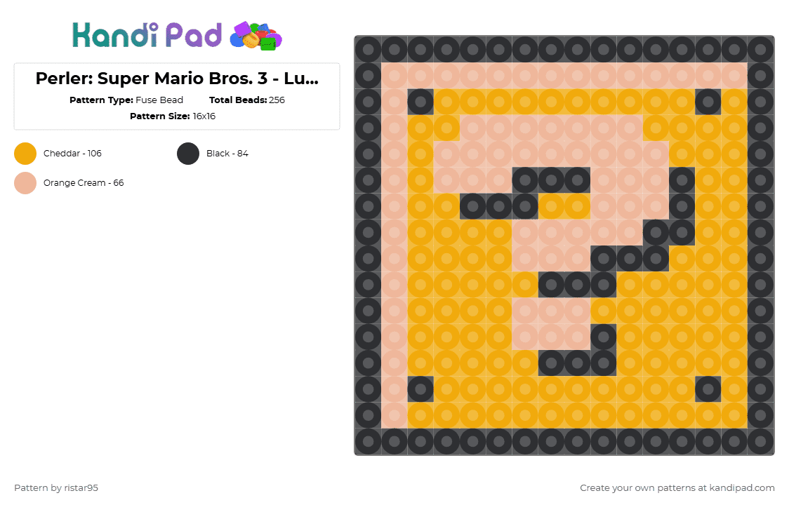 Perler: Super Mario Bros. 3 - Lucky Block (Page 2) - Fuse Bead Pattern by ristar95 on Kandi Pad - beige,orange,mario3