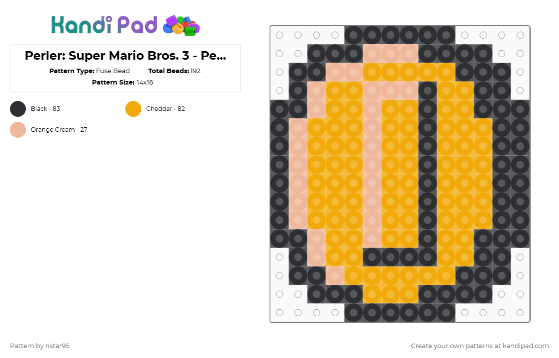 Perler: Super Mario Bros. 3 - Penny (Page 2) - Fuse Bead Pattern by ristar95 on Kandi Pad - orange,mario3