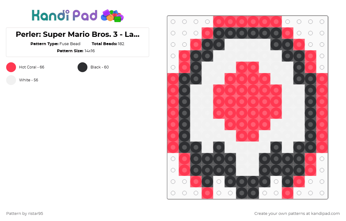 Perler: Super Mario Bros. 3 - Lava Bubble (Page 4) - Fuse Bead Pattern by ristar95 on Kandi Pad - red,white,mario3