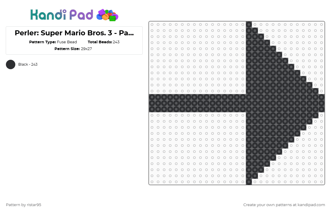 Perler: Super Mario Bros. 3 - Pages 2, 4, 5, 6, 7, 8, 9, 10, 11, 12, 13, 15, 17, 18, 20 & 21 - Fuse Bead Pattern by ristar95 on Kandi Pad - black,mario3