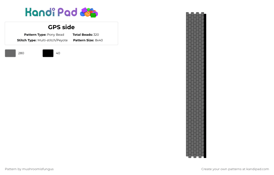 GPS side - Pony Bead Pattern by mushroomisfungus on Kandi Pad - gray