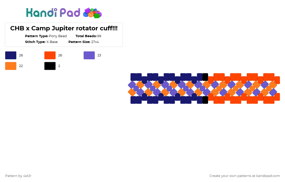 CHB x Camp Jupiter rotator cuff!!! - Pony Bead Pattern by 4st3r on Kandi Pad - purple,red,blue
