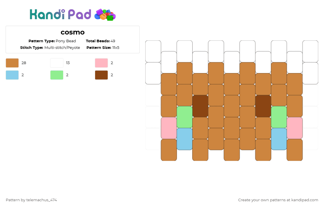 cosmo - Pony Bead Pattern by telemachus_474 on Kandi Pad - orange