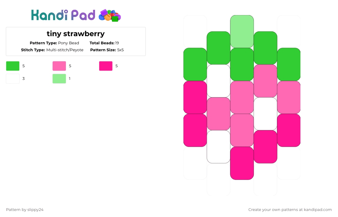 tiny strawberry - Pony Bead Pattern by slippy24 on Kandi Pad - pink,strawberry,charm