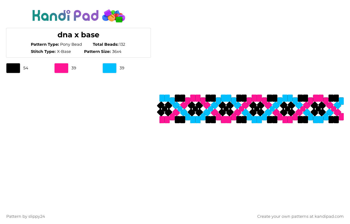 dna x base - Pony Bead Pattern by slippy24 on Kandi Pad - pink,light blue,x base,dna cuff