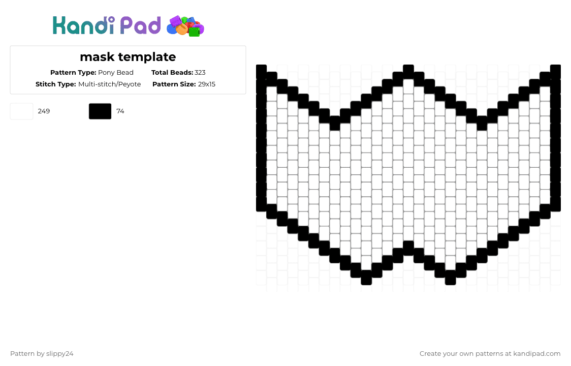 mask template - Pony Bead Pattern by slippy24 on Kandi Pad - white,mask