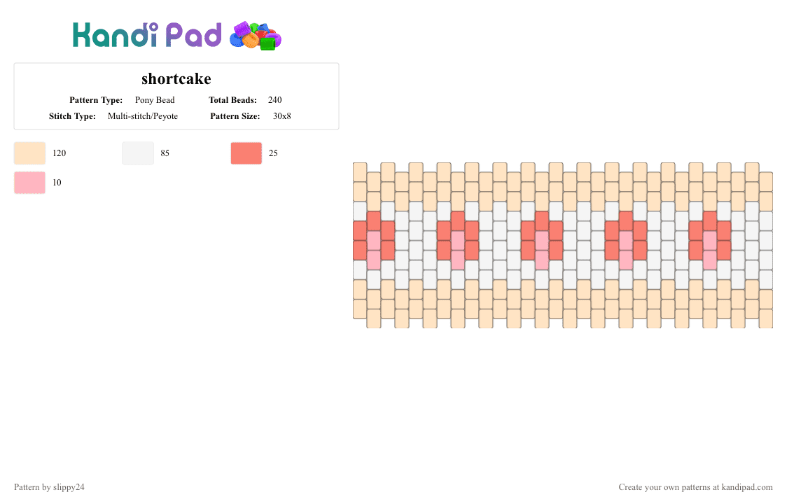 shortcake - Pony Bead Pattern by slippy24 on Kandi Pad - beige,cake,cuff
