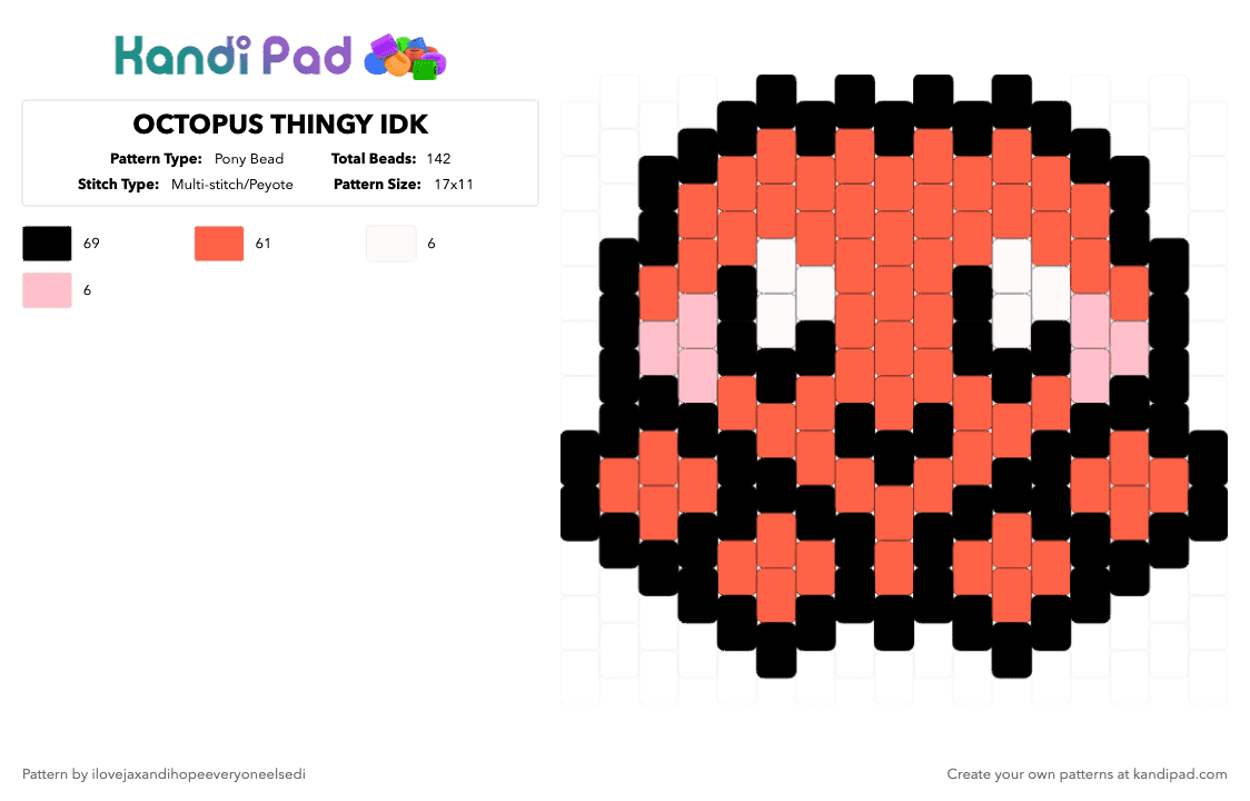 OCTOPUS THINGY IDK - Pony Bead Pattern by ilovejaxandihopeeveryoneelsedi on Kandi Pad - red