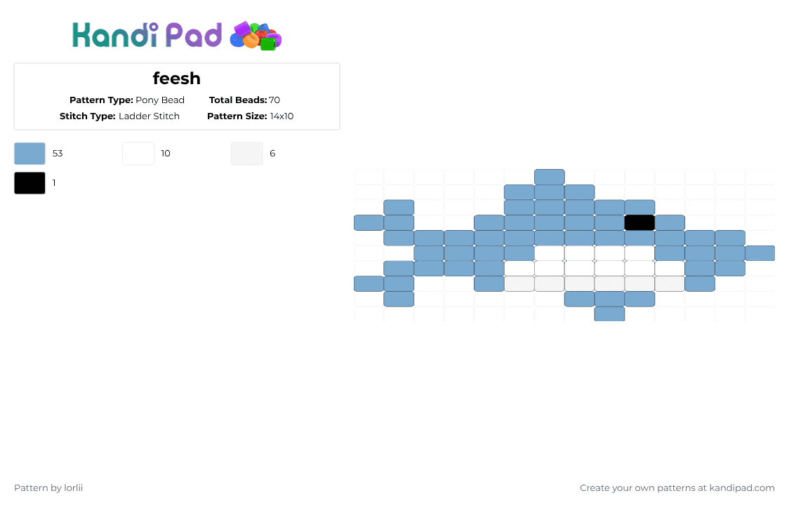feesh - Pony Bead Pattern by lorlii on Kandi Pad - light blue,fish,lorlii,kandi