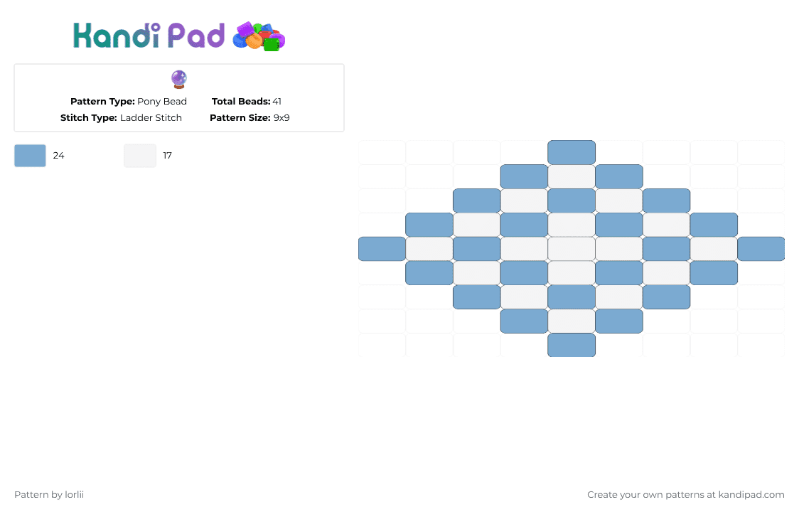 🔮 - Pony Bead Pattern by lorlii on Kandi Pad - white,light blue