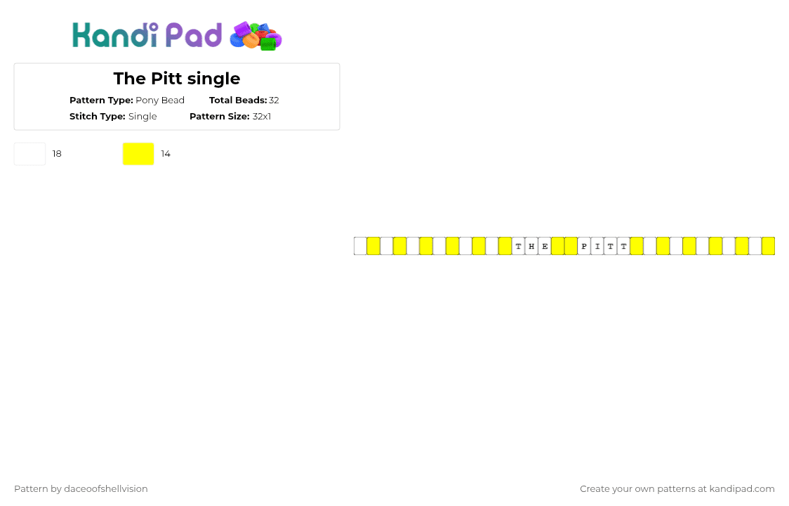 The Pitt single - Pony Bead Pattern by daceoofshellvision on Kandi Pad - white,yellow,thepitt,tvshow,show,pitt,cool