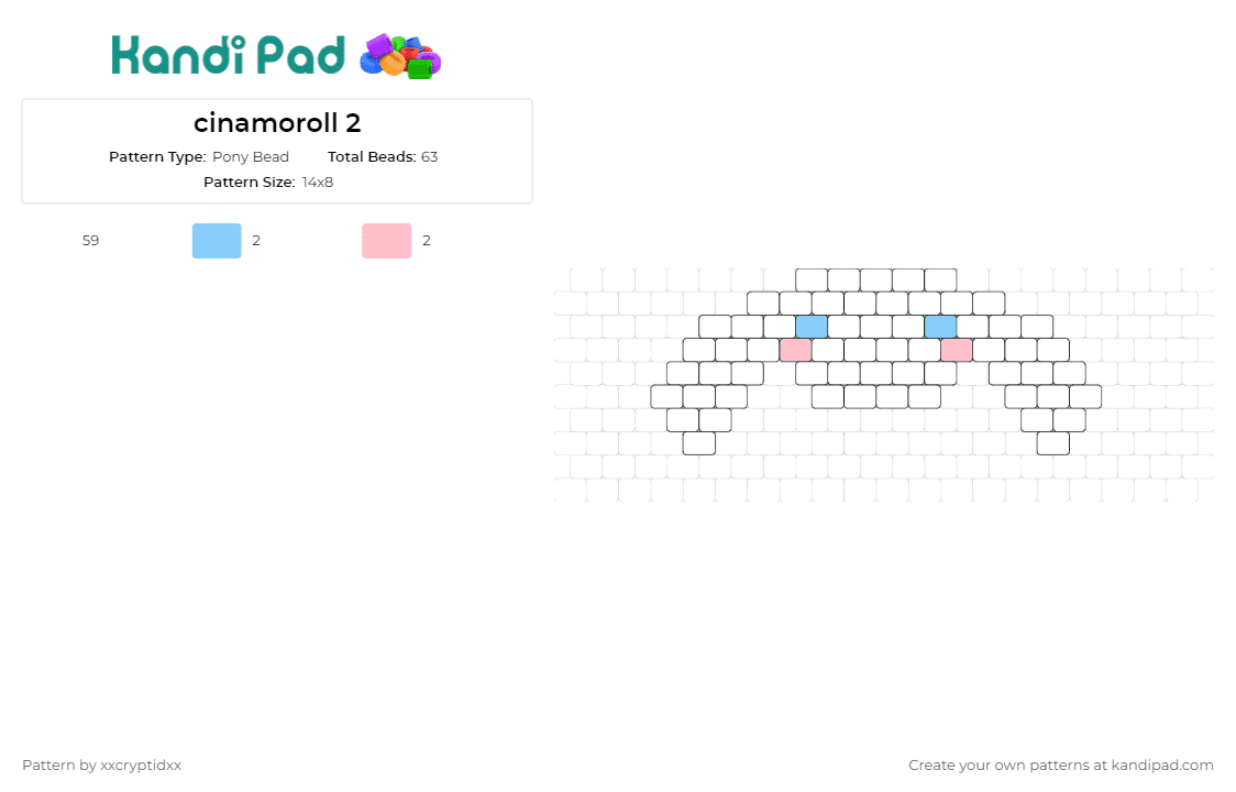 cinamoroll 2 - Pony Bead Pattern by xxcryptidxx on Kandi Pad - cinnamoroll,sanrio,charm,character,white