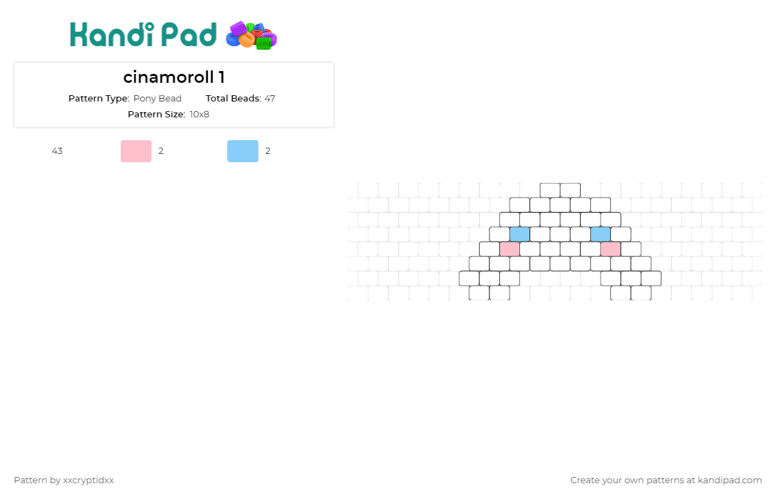 cinamoroll 1 - Pony Bead Pattern by xxcryptidxx on Kandi Pad - cinnamoroll,sanrio,charm,character,white