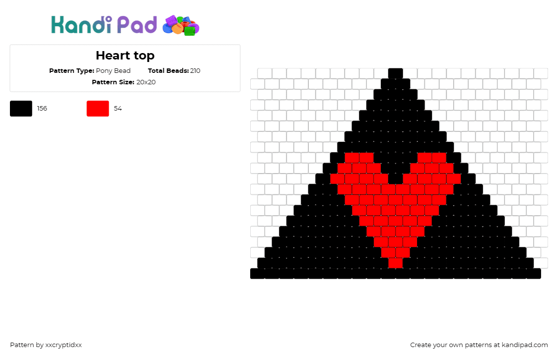 Heart top - Pony Bead Pattern by xxcryptidxx on Kandi Pad - bikini,heart,playful,summer,affection,love,black,red