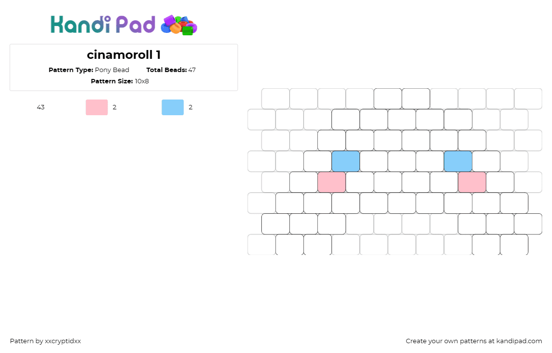 cinamoroll 1 - Pony Bead Pattern by xxcryptidxx on Kandi Pad - cinnamoroll,sanrio,character,white