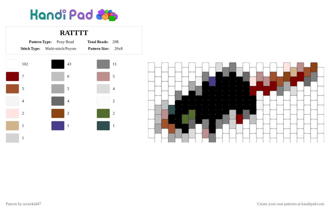 RATTTT - Pony Bead Pattern by scenekid47 on Kandi Pad - rat,minecraft