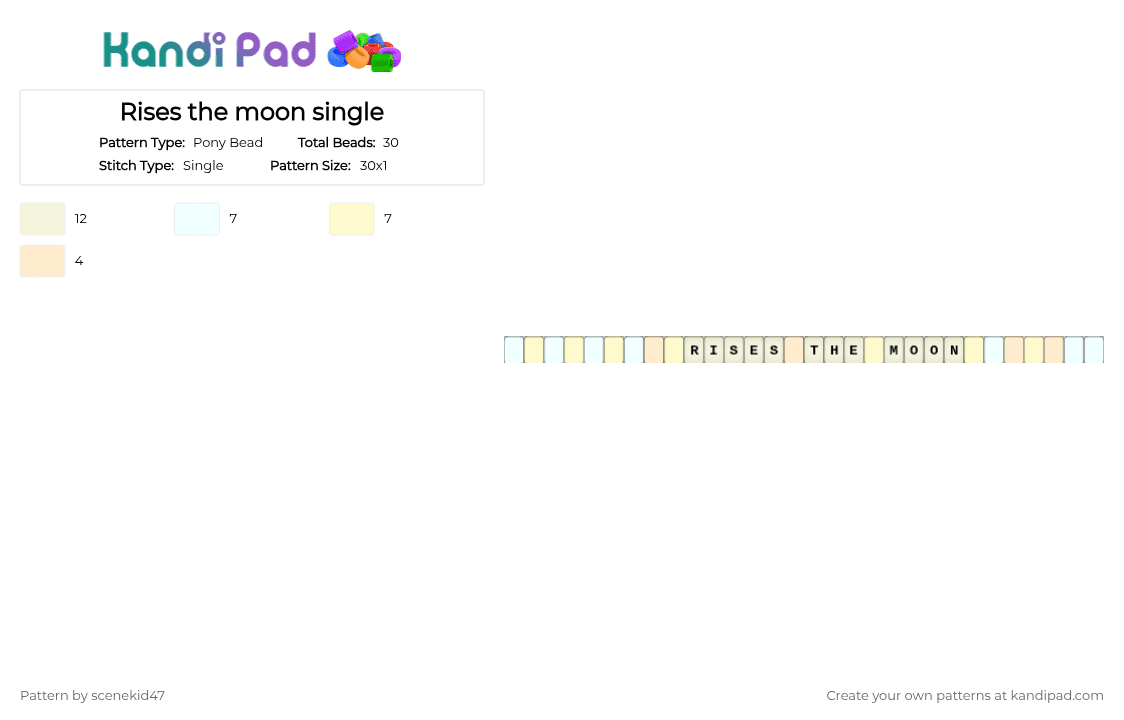 Rises the moon single - Pony Bead Pattern by sc3n3_qu33n_1ris on Kandi Pad - white,yellow,beige,song,calm