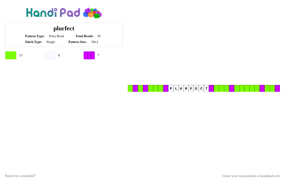 plurfect - Pony Bead Pattern by sc3n3_qu33n_1ris on Kandi Pad - green,purple,plurfect,plur