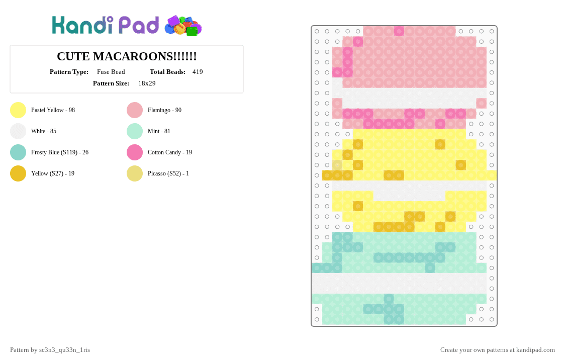 CUTE MACAROONS!!!!!! - Fuse Bead Pattern by sc3n3_qu33n_1ris on Kandi Pad - beige, cute, light blue, yellow