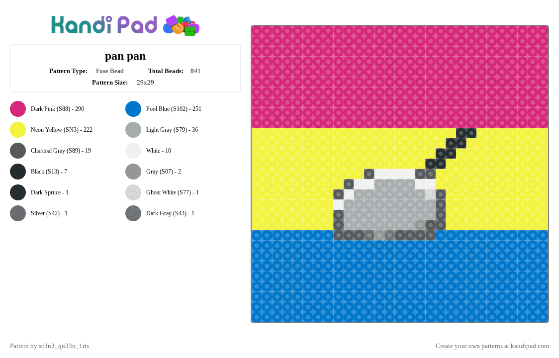 pan pan - Fuse Bead Pattern by sc3n3_qu33n_1ris on Kandi Pad - blue, happy, pan, pink, yellow