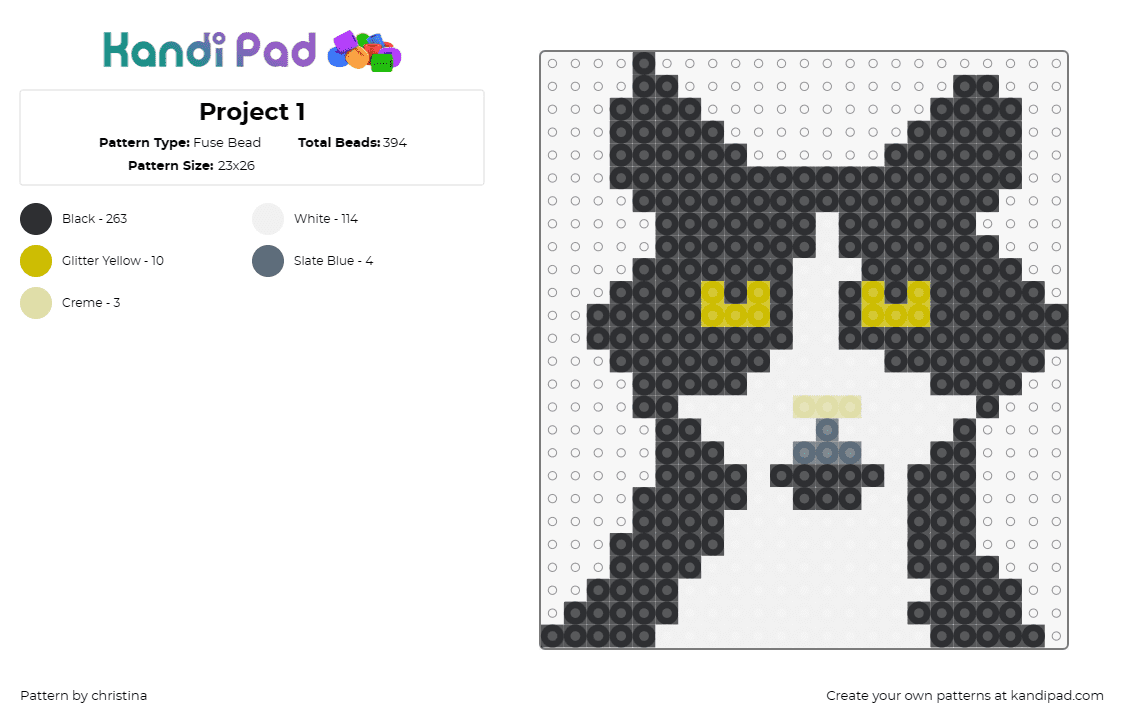 Project 1 - Fuse Bead Pattern by christina on Kandi Pad - cats,animals