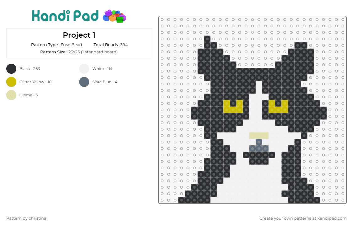 Project 1 - Fuse Bead Pattern by christina on Kandi Pad - cats,animals
