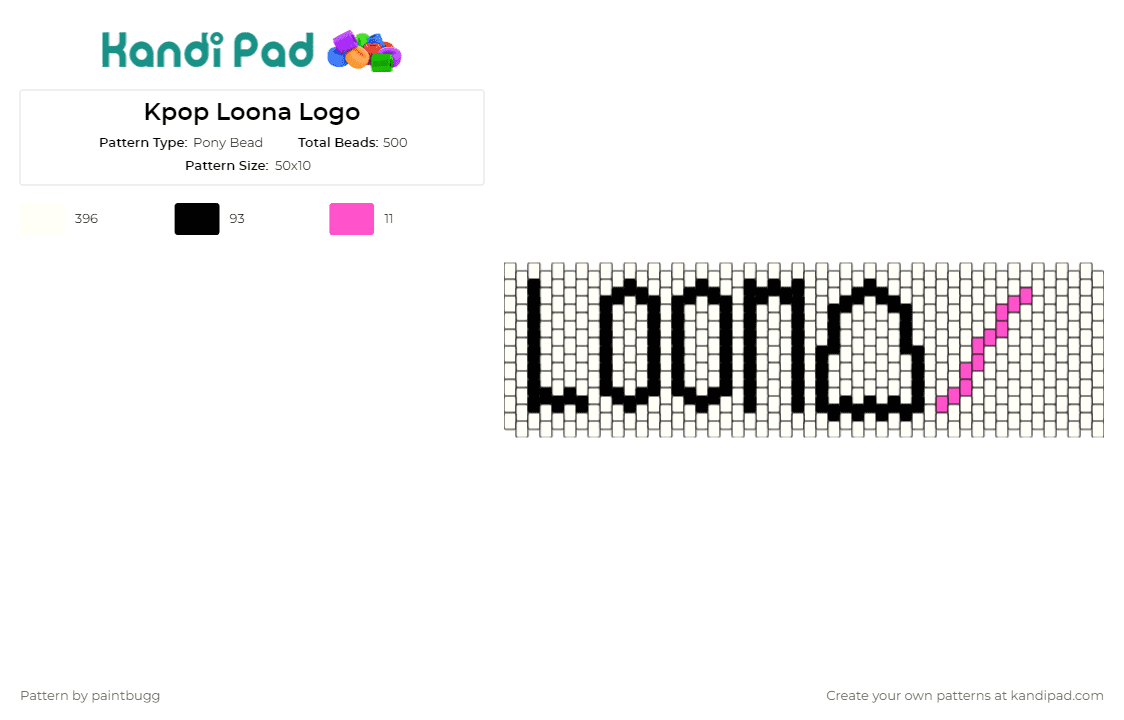 Kpop Loona Logo - Pony Bead Pattern by paintbugg on Kandi Pad - music,kpop,cuff
