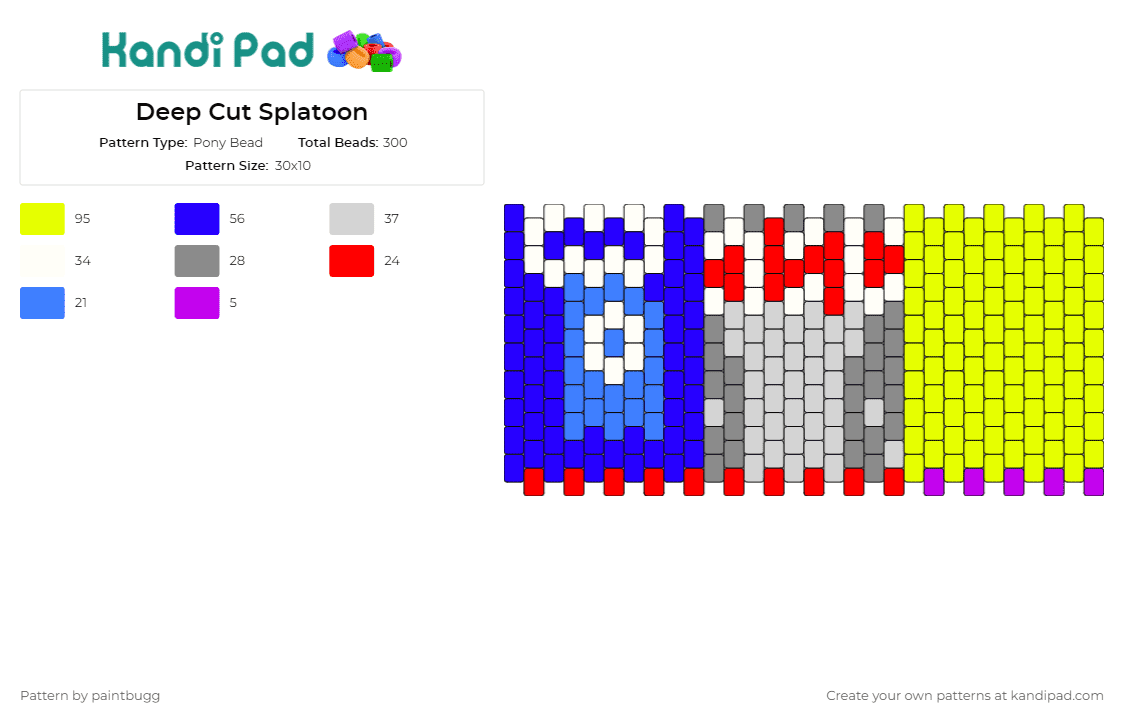 Deep Cut Splatoon - Pony Bead Pattern by paintbugg on Kandi Pad - splatoon,video games,cuff