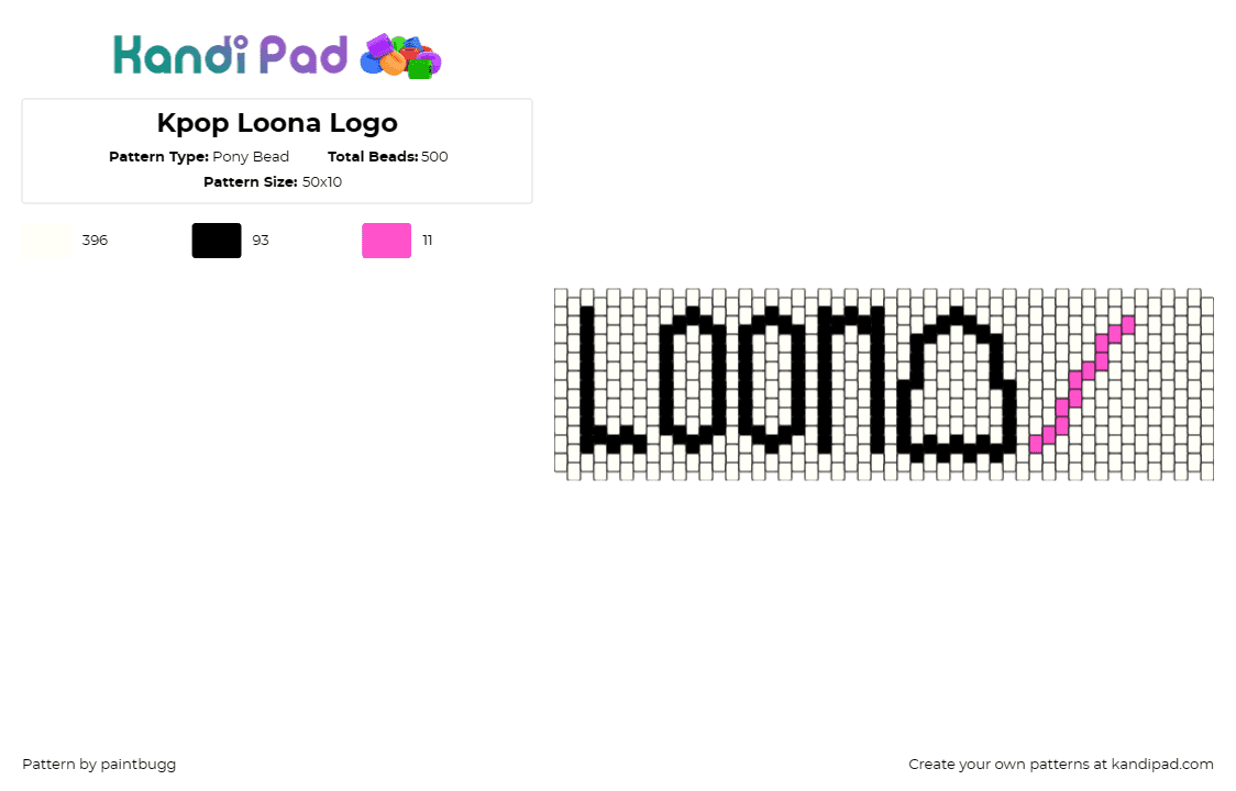 Kpop Loona Logo - Pony Bead Pattern by paintbugg on Kandi Pad - music,kpop,cuff